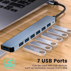 Hub Usb 7 Puertos 3.0 Tipo C Alta Velocidad 5gbps Energizado