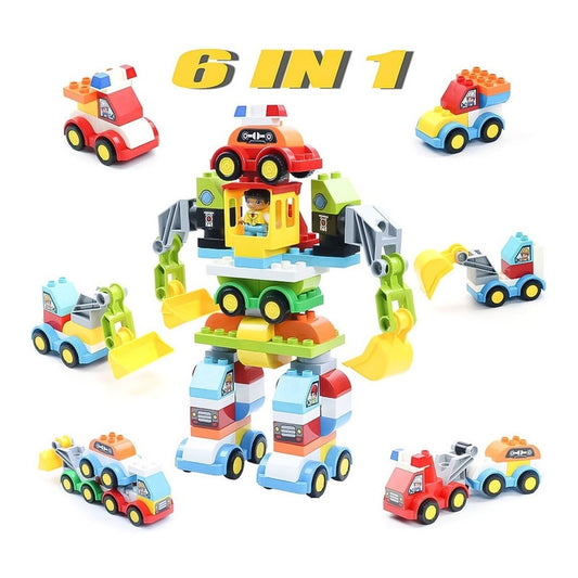 Bloques Set De Construccion Autos Y Robot 85 Piezas Niños