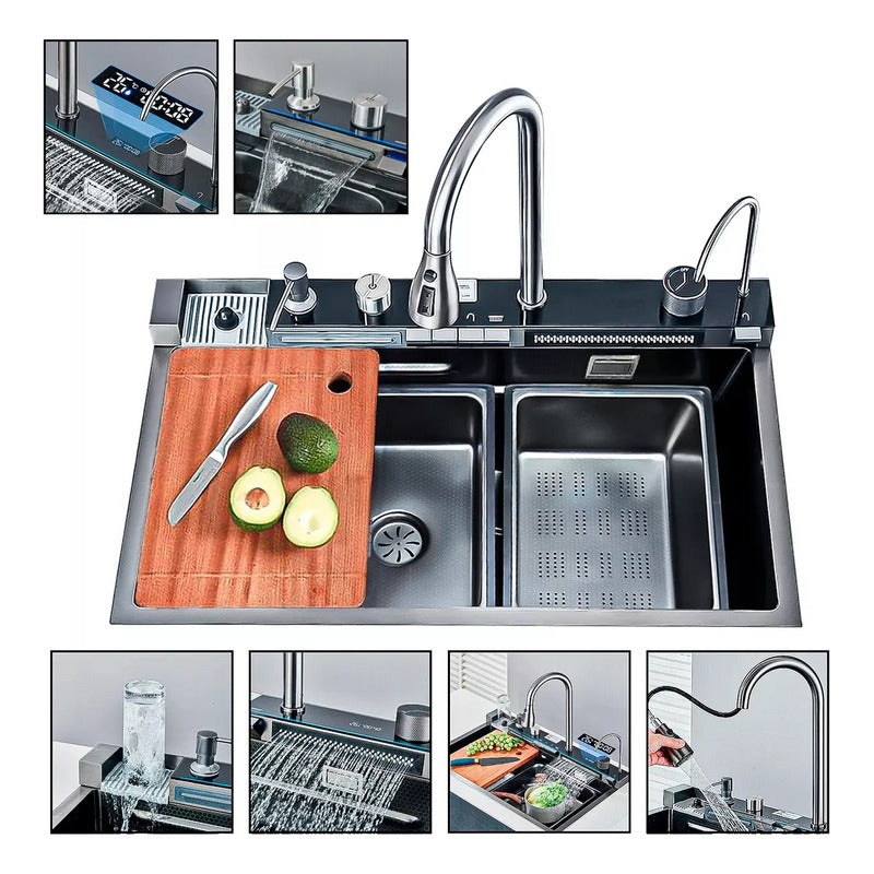 Lavaplatos Cascada Inteligente Smart Lluvia Acero Inoxidable 75x46