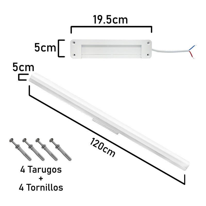 Foco Tubo Led 48w Luminaria Lineal Luz Fría 120cm