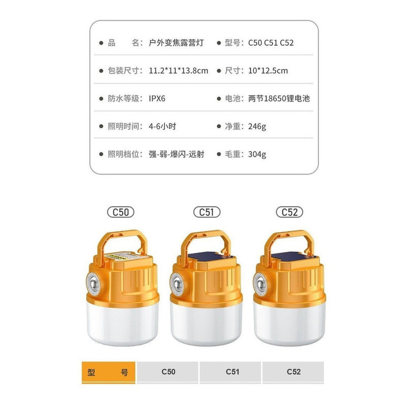 Lampara Linterna Led Solar Recargable Indicador Carga