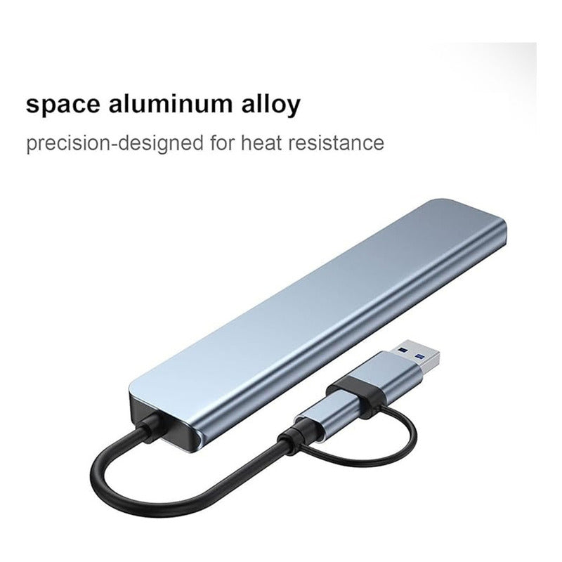 Hub Usb 7 Puertos 3.0 Tipo C Alta Velocidad 5gbps Energizado