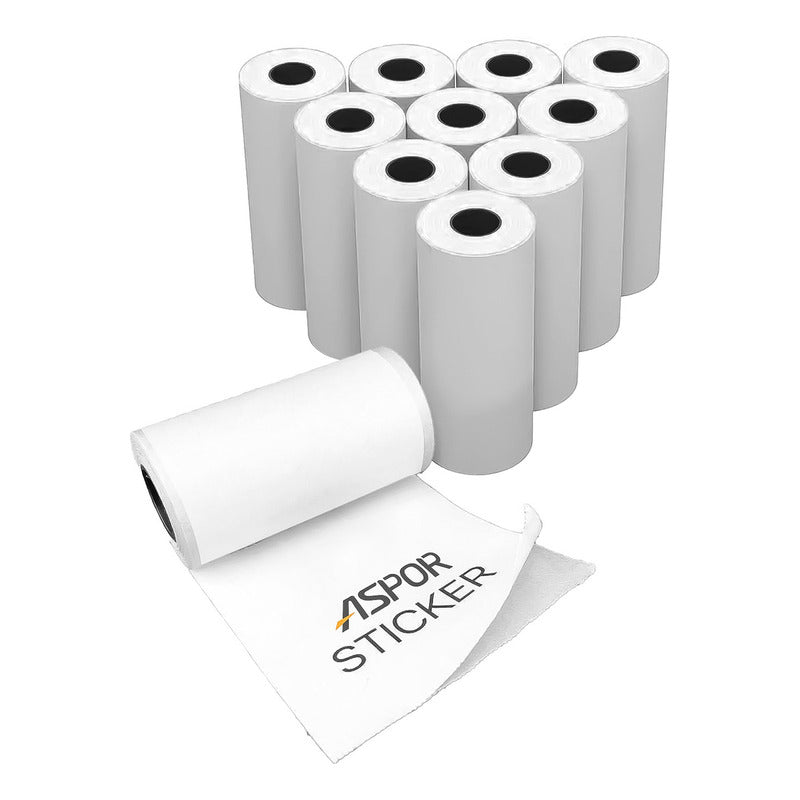 10 Rollos Papel Adhesivo Continuo Impresora Térmica 57x30mm