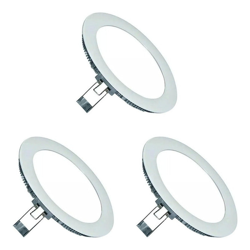 Pack 3 Foco Panel Plafon Led Embutido Redondo 18w Luz Calida