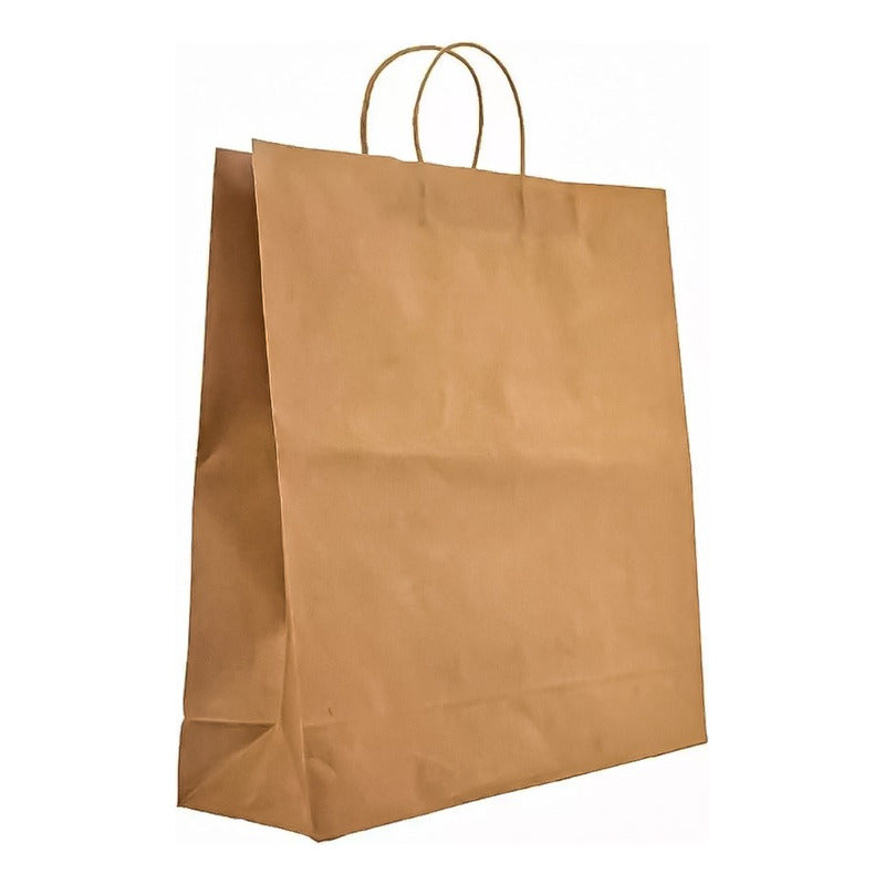 Pack 12 Bolsas Papel Kraft Regalo 27x21x11 Cm Con Asa