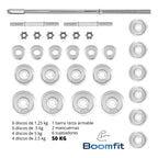 Set Mancuernas Barra Extendible 50 Kg Cromo Con Maleta