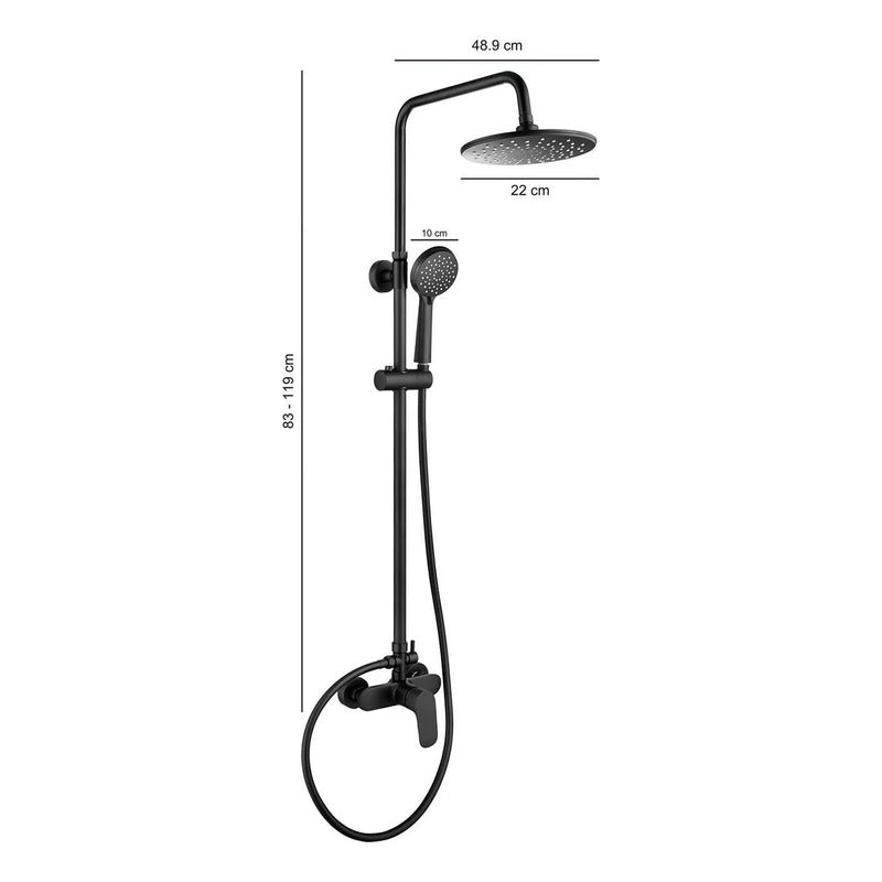 Columna De Ducha Acero Inoxidable Redondo 2 Salidas De Agua