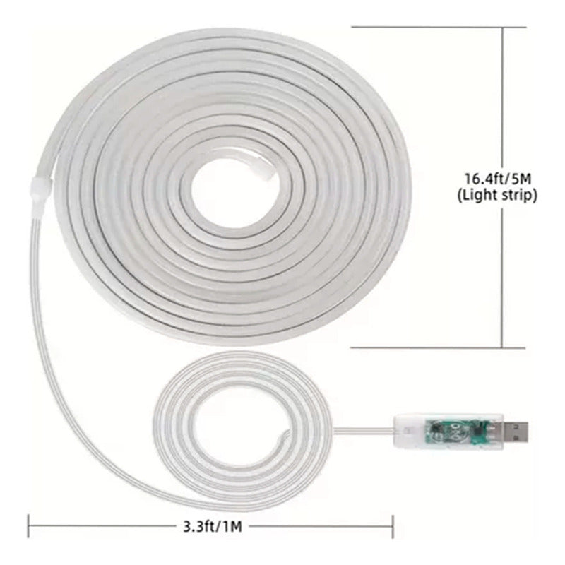 Cinta Tira Luz Led Rgb Neon Flex Bluetooth Usb 5 metros Con Control