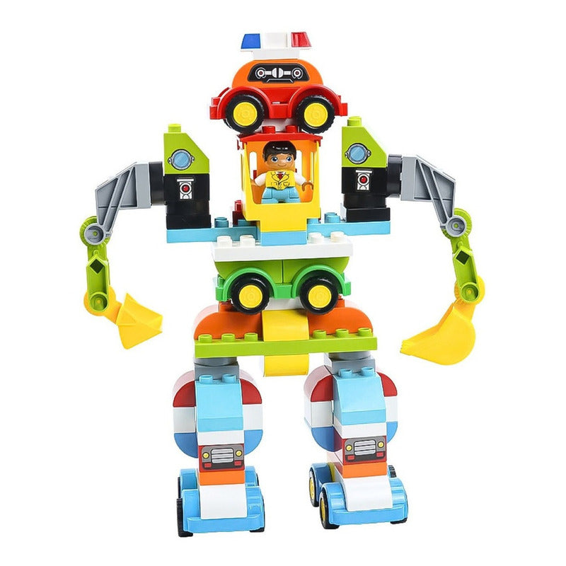 Bloques Set De Construccion Autos Y Robot 85 Piezas Niños