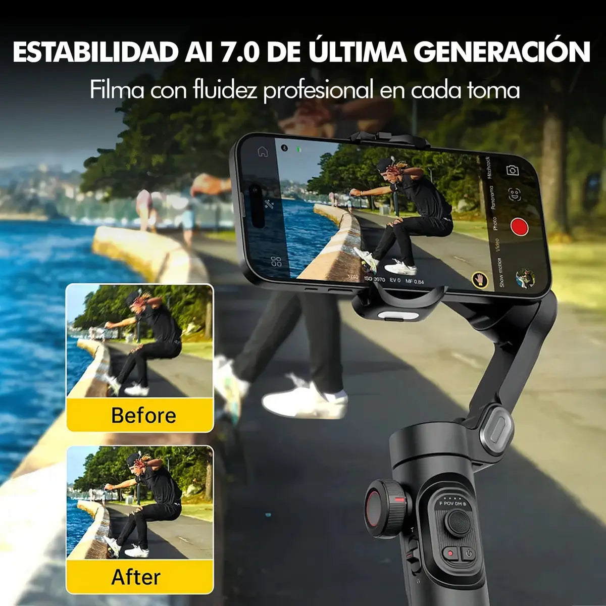 Gimbal Aspor Smart XE 3 Ejes Negro Para Celular Estabilizador Plegable