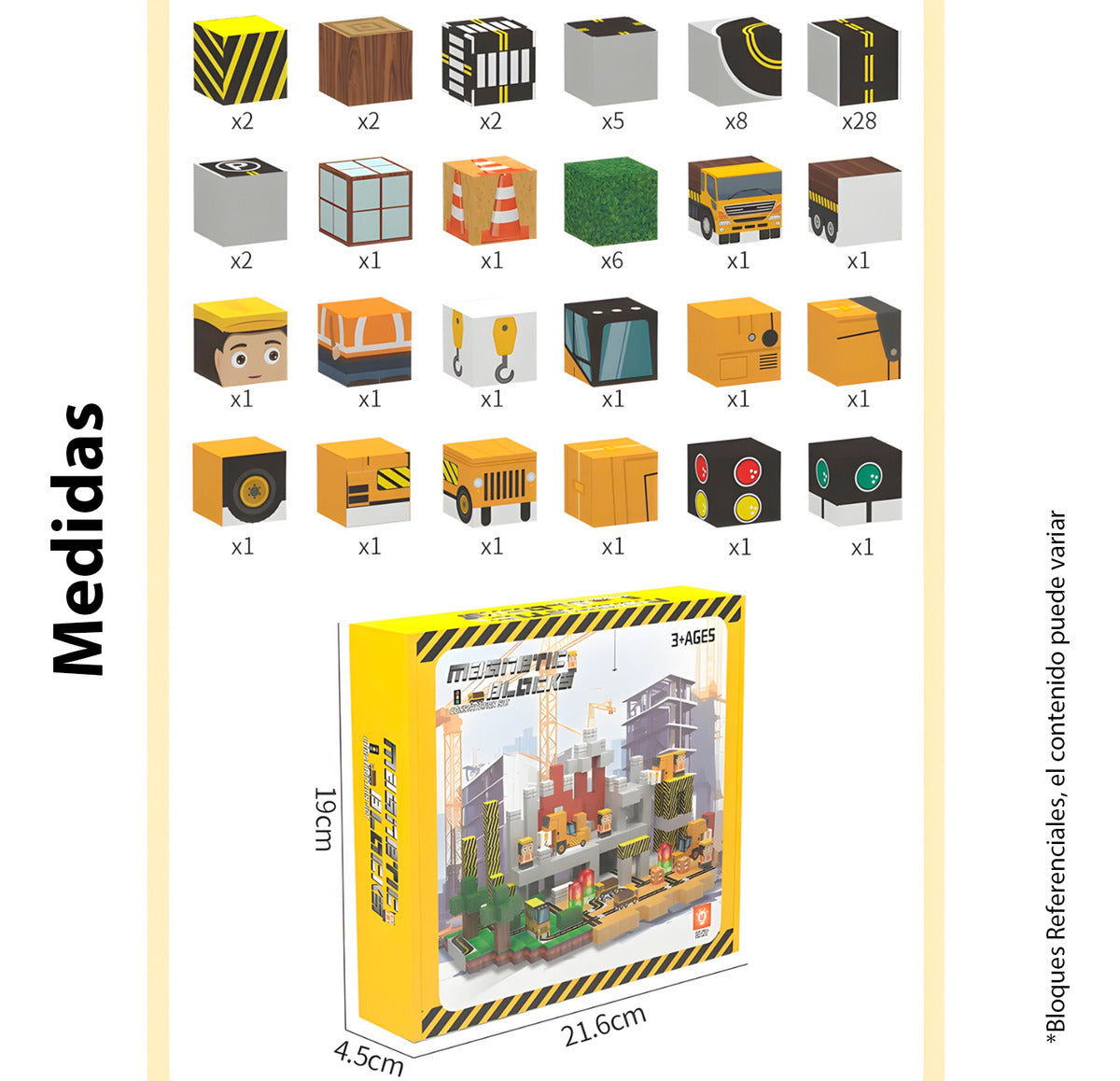 Bloques Magnéticos Tipo Minecraft 138 Pcs Con 2 Bloques De Luz