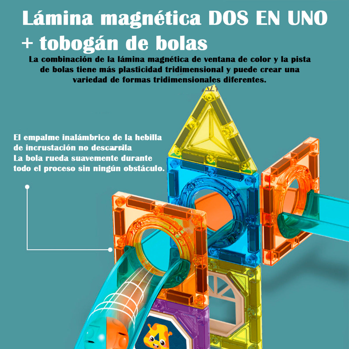Bloques Magneticos 2 en 1 Tobogan De Bolas 3d Con Balde De 132pzs