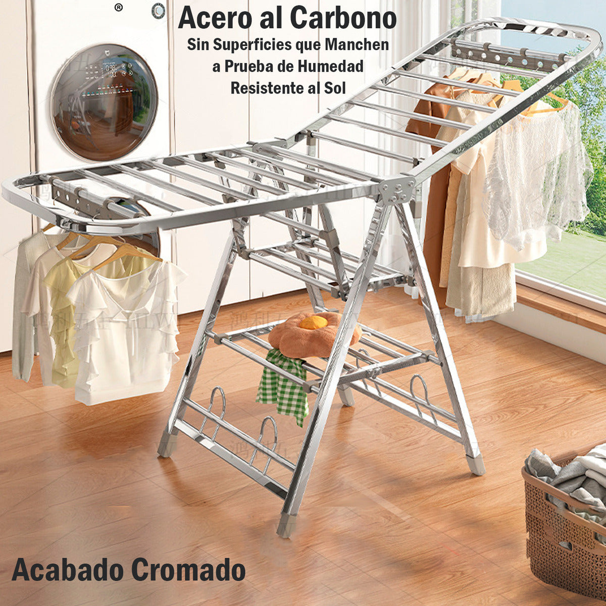Tendedero Plegable Acero Inoxdable Premium 180cm Soporta 50kg Plateado