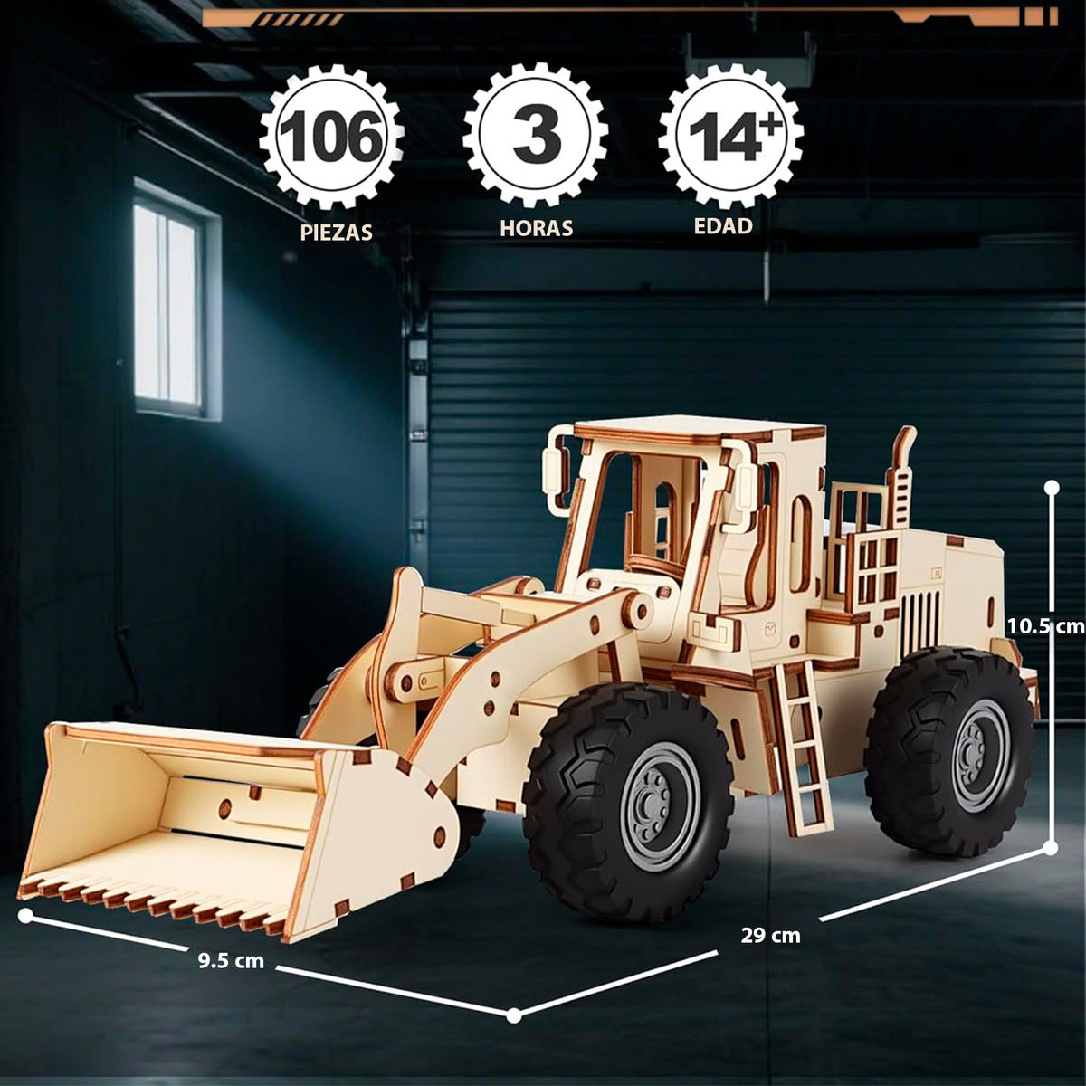 Auto Armable 3d Madera Tractor Construccion 106pcs Didactico