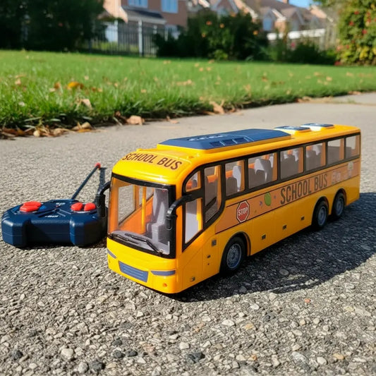 Juguete Auto Bus Escolar a Control Remoto Puertas Y Luces Amarillo