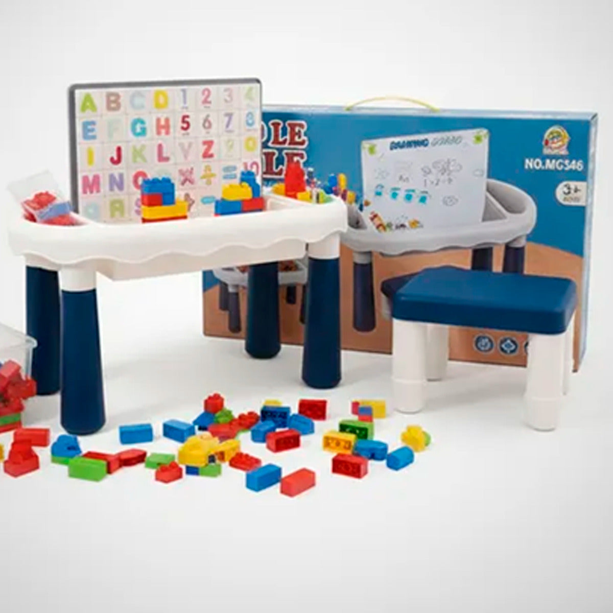 Mesa Y Silla Didáctica Aprendizaje 6 En 1 Bloques Y Dibujo
