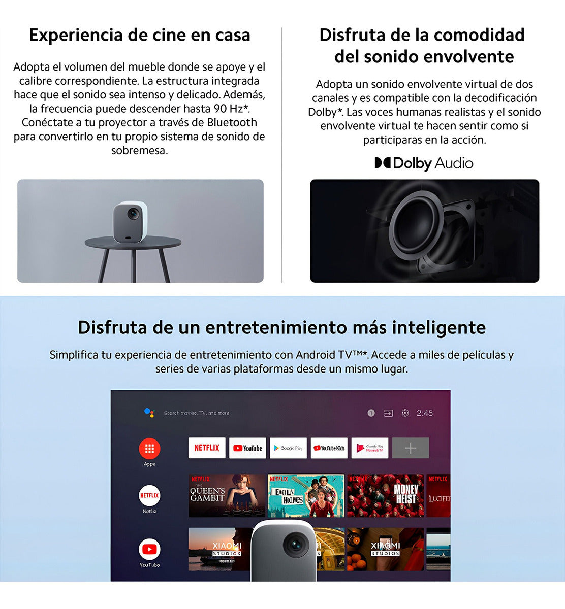 Proyector Xiaomi Mi Smart Projector 2 Eu Hdmi 4k Blanco