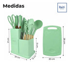 Set 19 Utensilios De Cocina Antiadherente Silicona Madera