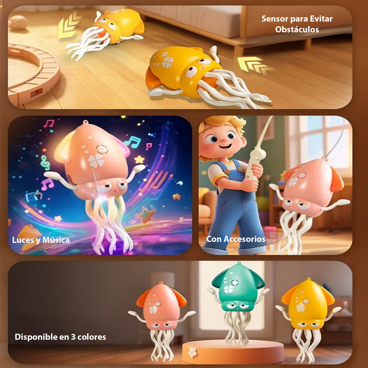 Pulpo Bailarín Interactivo Niños Luces Musica Gestos Usb