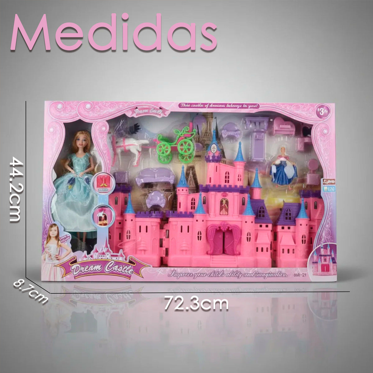Castillo Con Princesas Y Carruaje Niñas Casa 2 Muñecas 55cm