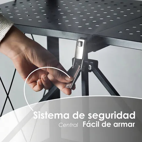 Carro Organizador Estante Plegable 4 Niveles Ruedas Cocina Negro