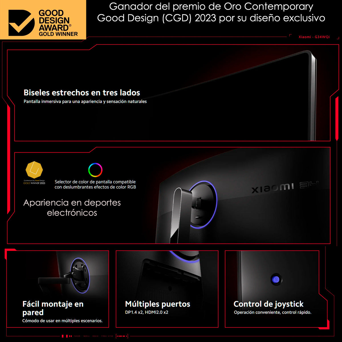 Xiaomi Monitor Curvo Gamer G34wqi 34 2k Ultrawide 180hz Negro
