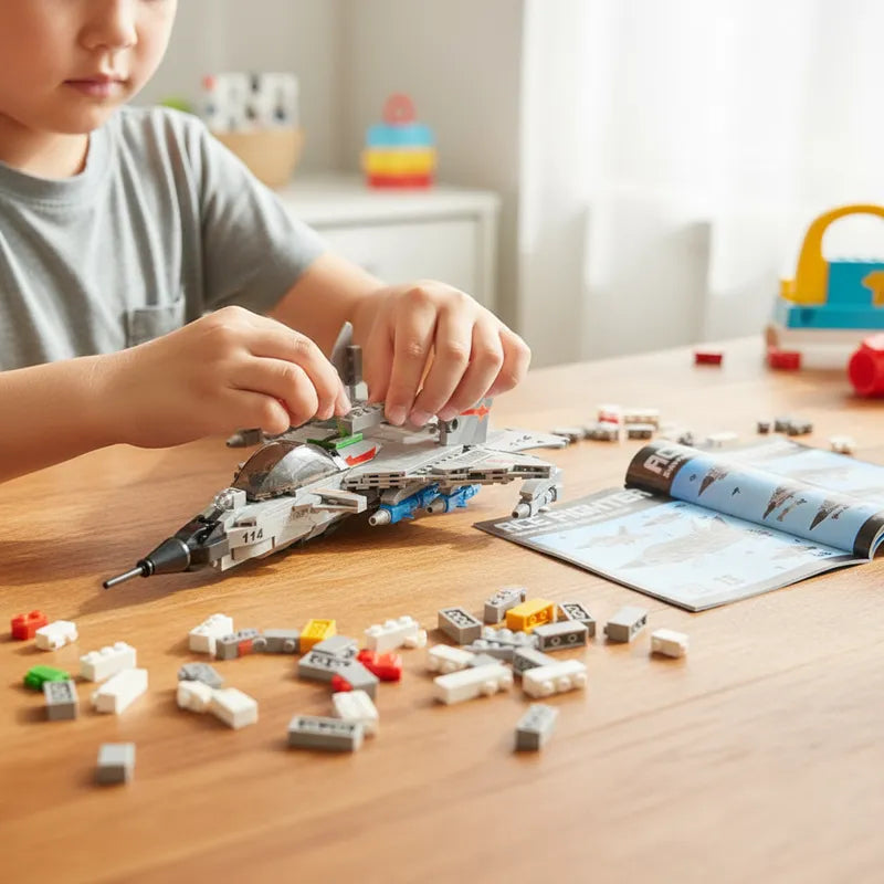 Juguete De Bloques Armable Avion Caza Modelo Robot 532 Piezas Didactico 2 en 1