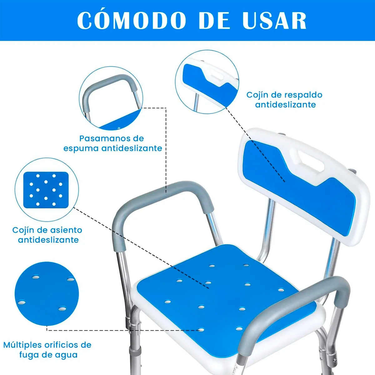 Silla Asiento De Ducha Adulto Seguridad Total Antideslizante 150kg