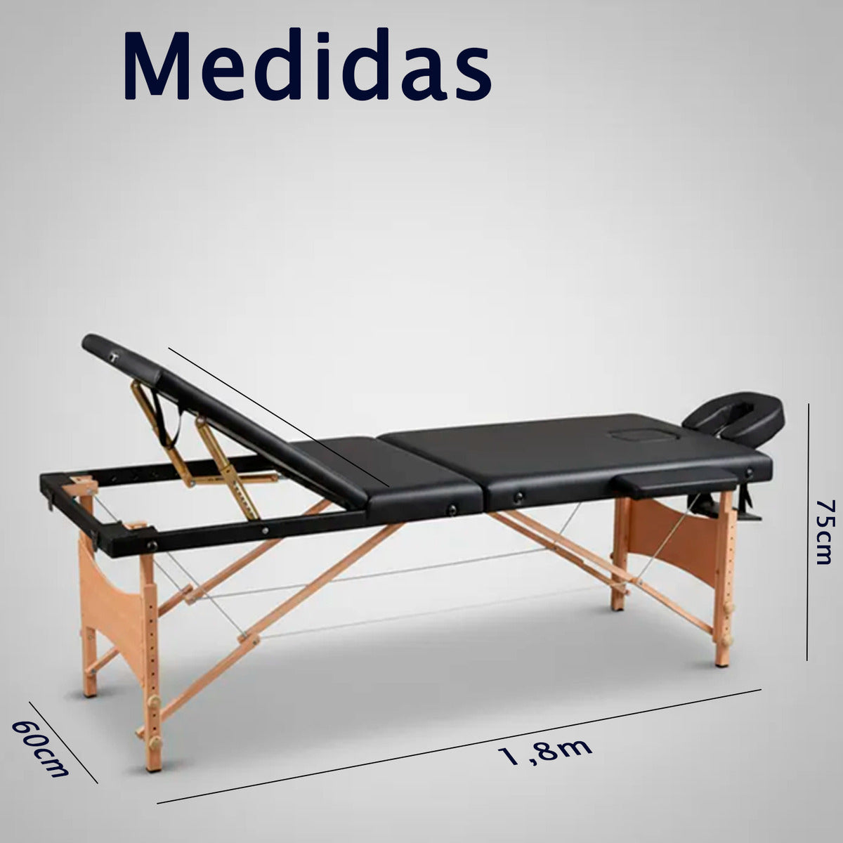 Camilla Para Masajes Estética Plegable De Madera Klinik Negro