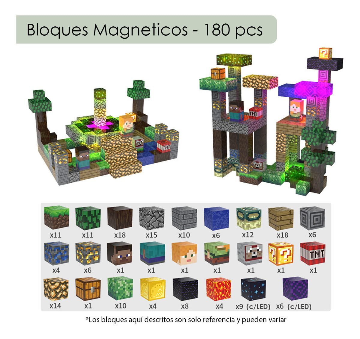Juguete Bloques Magnéticos 180 Piezas My World Kit Modelo Bosque