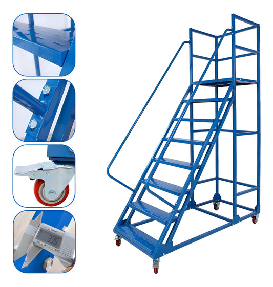 Escalera Industrial Tipo Avion De 7 Peldaños Con Plataforma De 1,85m 550kg