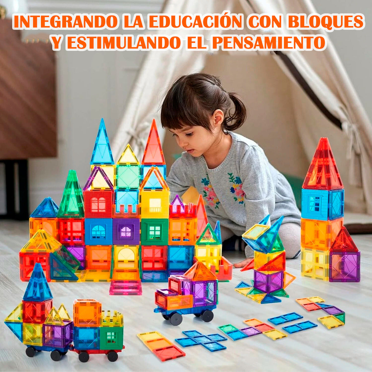 Bloques Magnéticos Juego De Construccion 3D No Toxico 112pzs