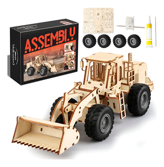 Auto Armable 3d Madera Tractor Construccion 106pcs Didactico