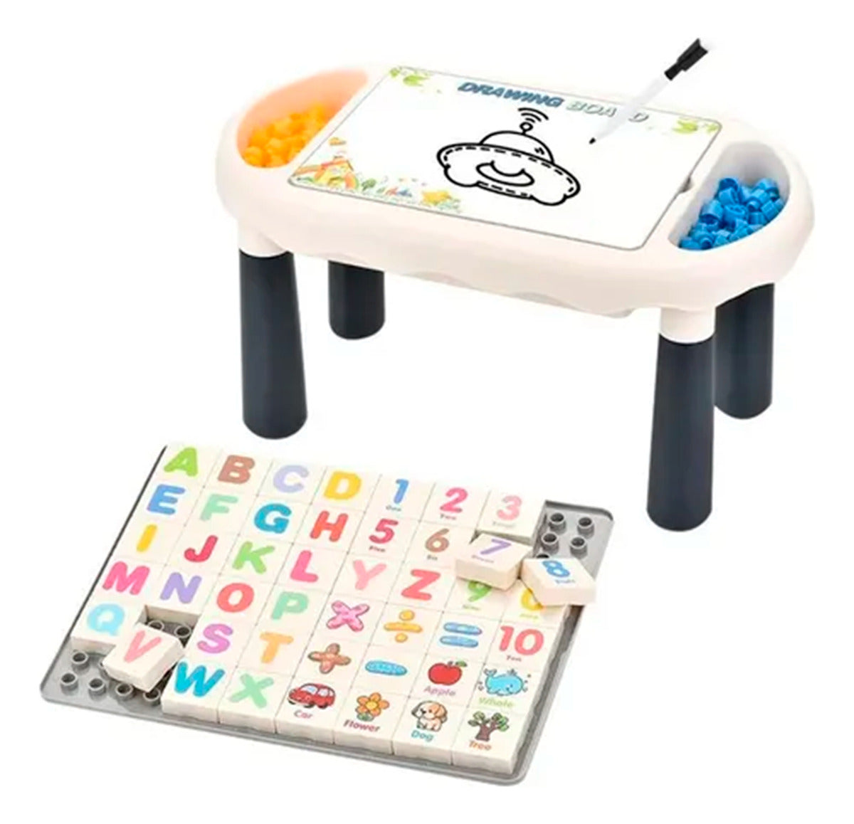 Mesa Y Silla Didáctica Aprendizaje 6 En 1 Bloques Y Dibujo