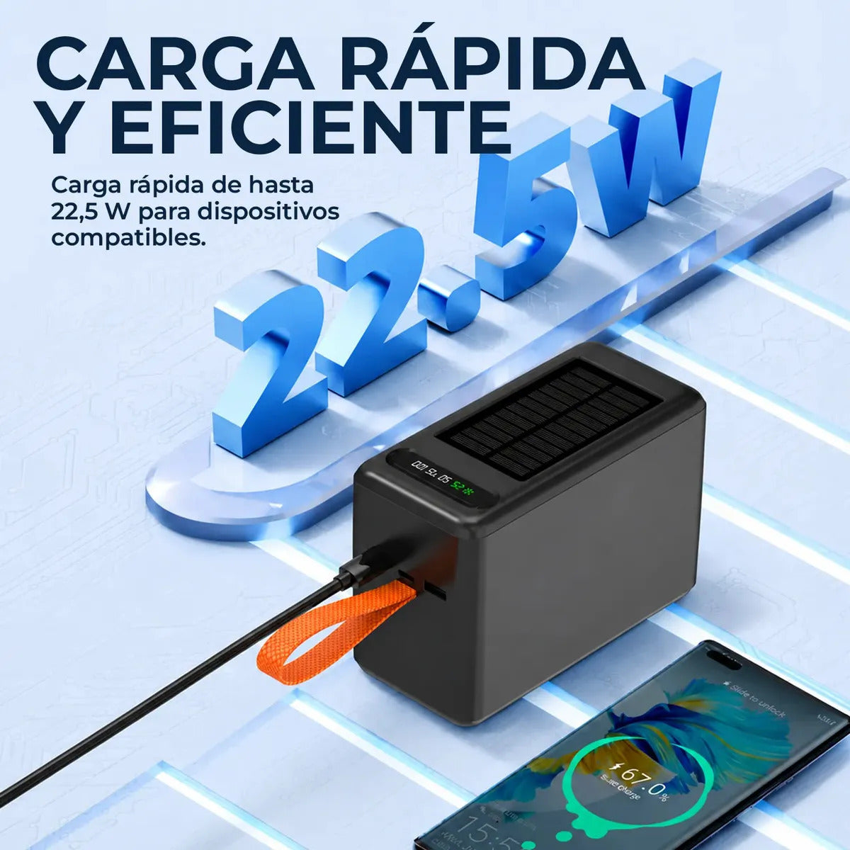 Power Bank Solar 80.000mah Bateria Portatil  Carga Rapida 22.5w