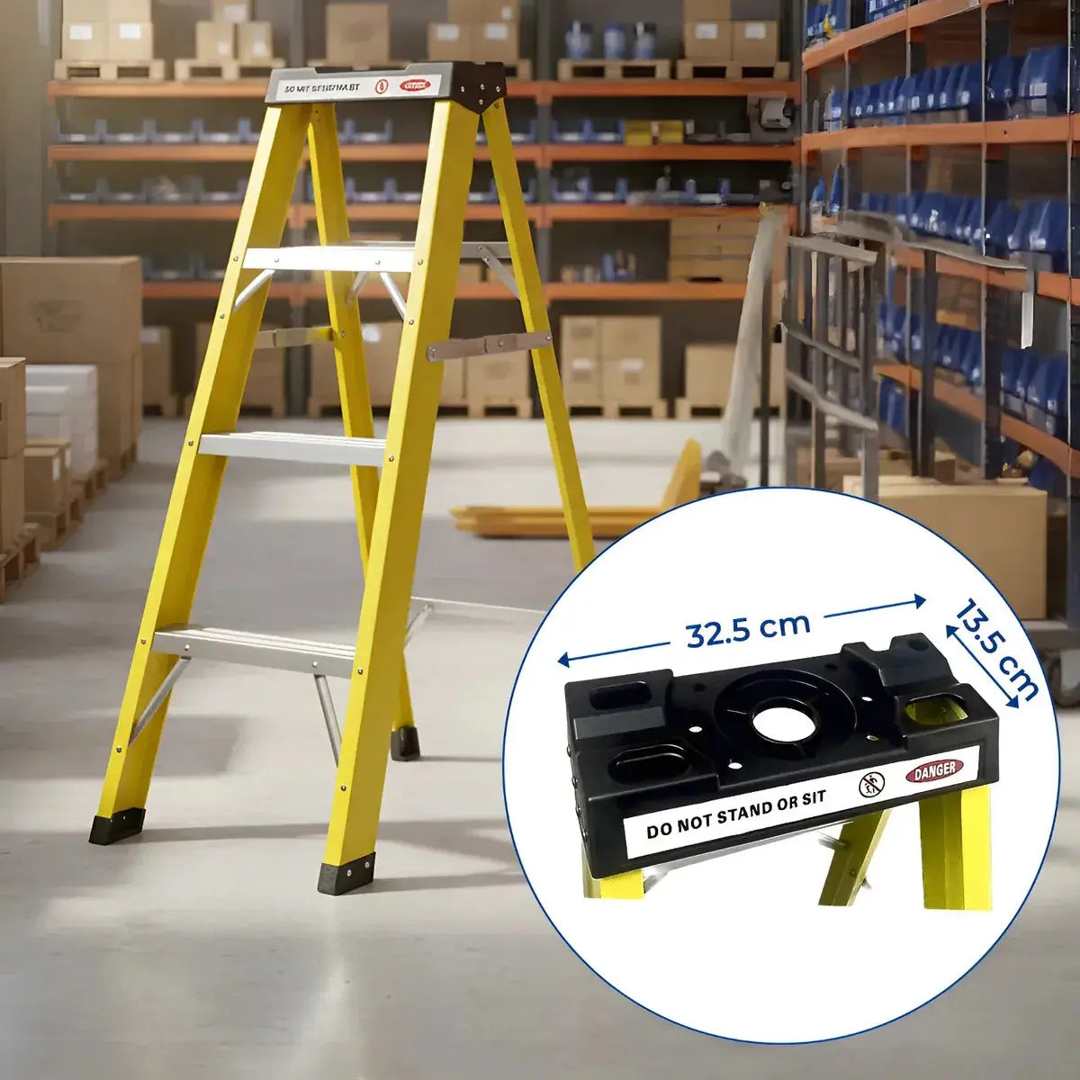 Escalera Fibra De Vidrio Industrial 1.2mts 4 Peldaños 150kg
