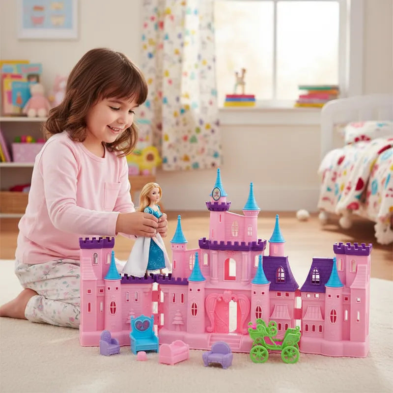 Castillo Con Princesas Y Carruaje Niñas Casa 2 Muñecas 55cm