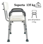 Silla De Baño Ducha Con Apoya Brazos Antideslizante Portatil Livelia
