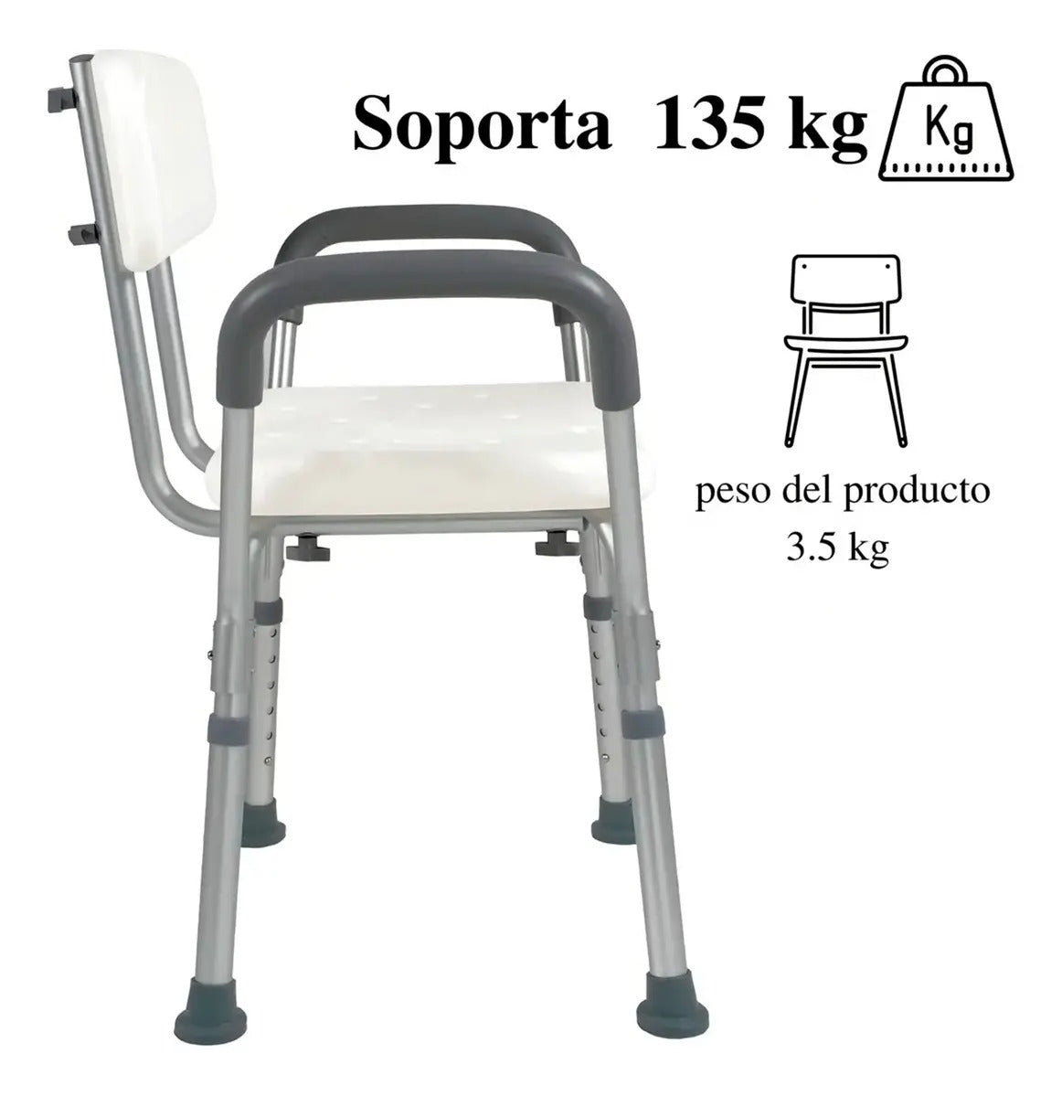 Silla De Baño Ducha Con Apoya Brazos Antideslizante Portatil Livelia