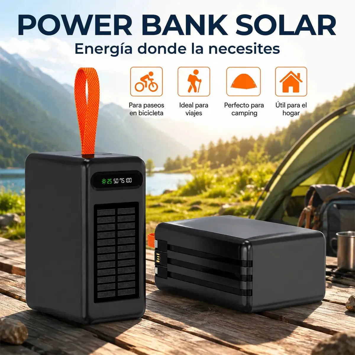 Power Bank Solar 80.000mah Bateria Portatil  Carga Rapida 22.5w