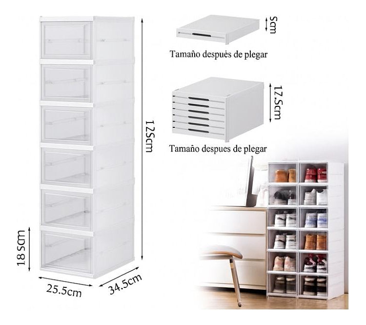 Zapatera Plegable Mueble Organizador De 6 Niveles Transparente
