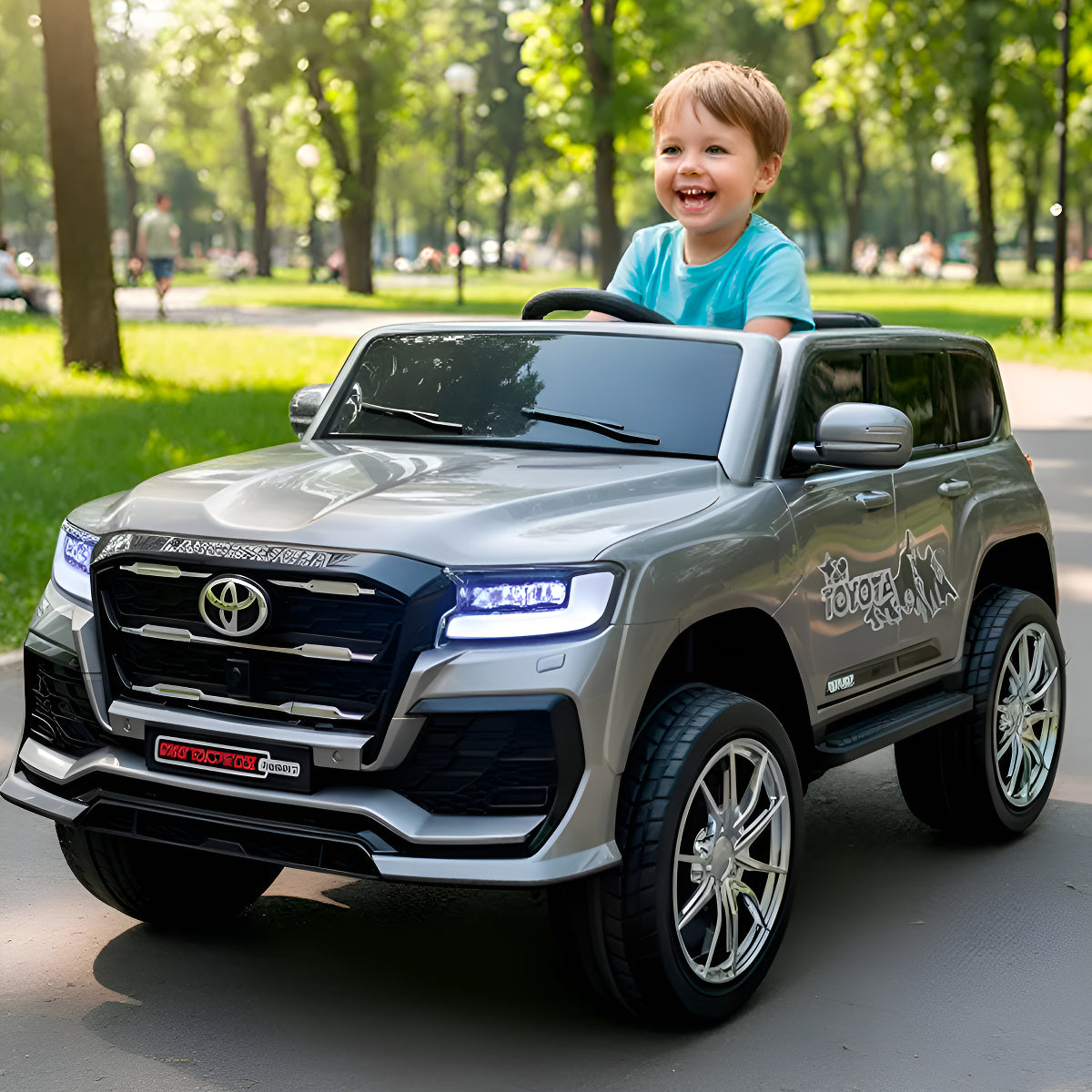 Auto Electrico Niños Toyota Lc300 Premium Auto Montable Gris
