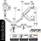 Soporte Doble Monitor A Gas Brazo Articulado De 17 A 32