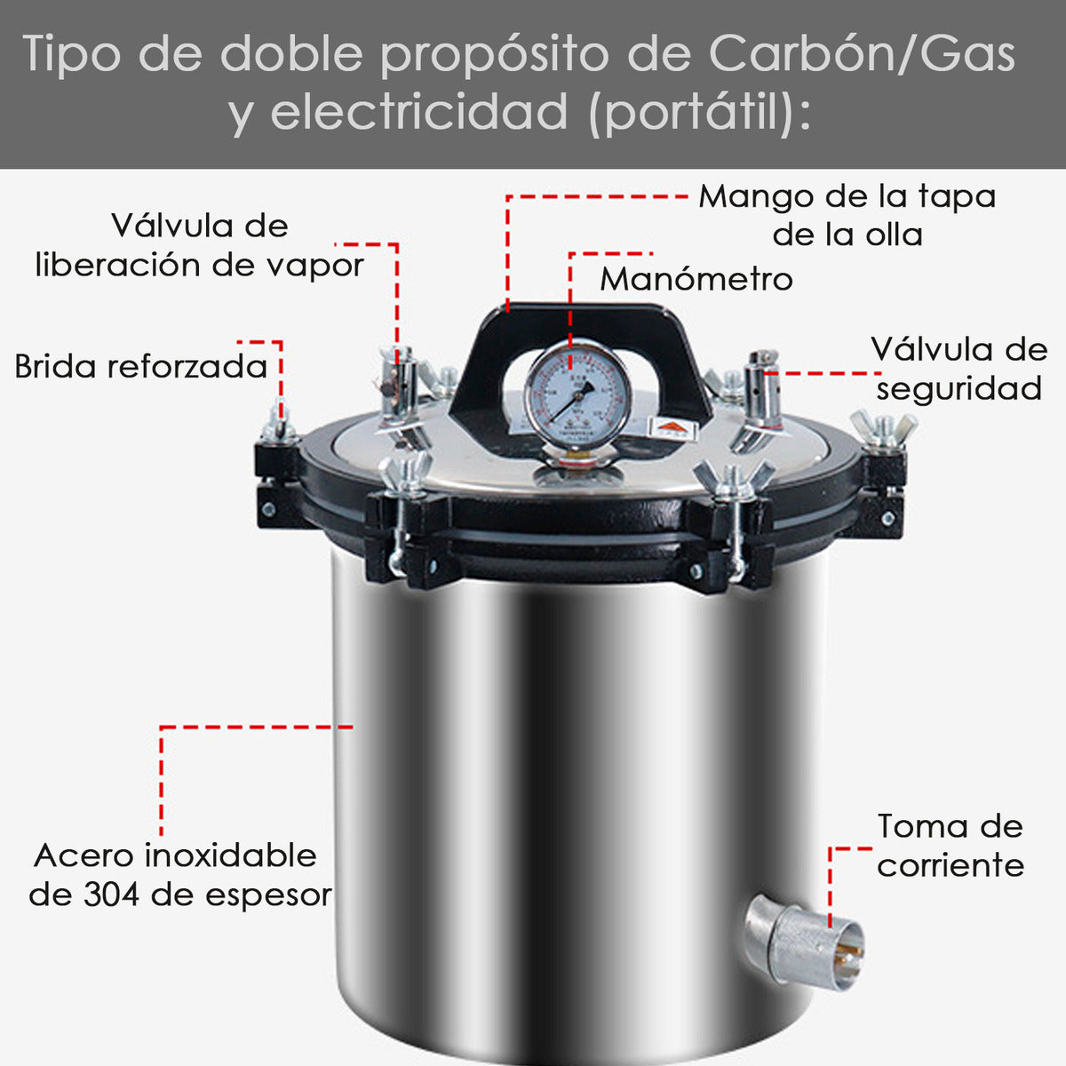 Esterilizador Autoclave Vertical Acero Inoxidable Grado Medico 18L