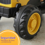 Auto Electrico Montable Niños Excavadora Remolque Bateria Duradera Xl Amarillo