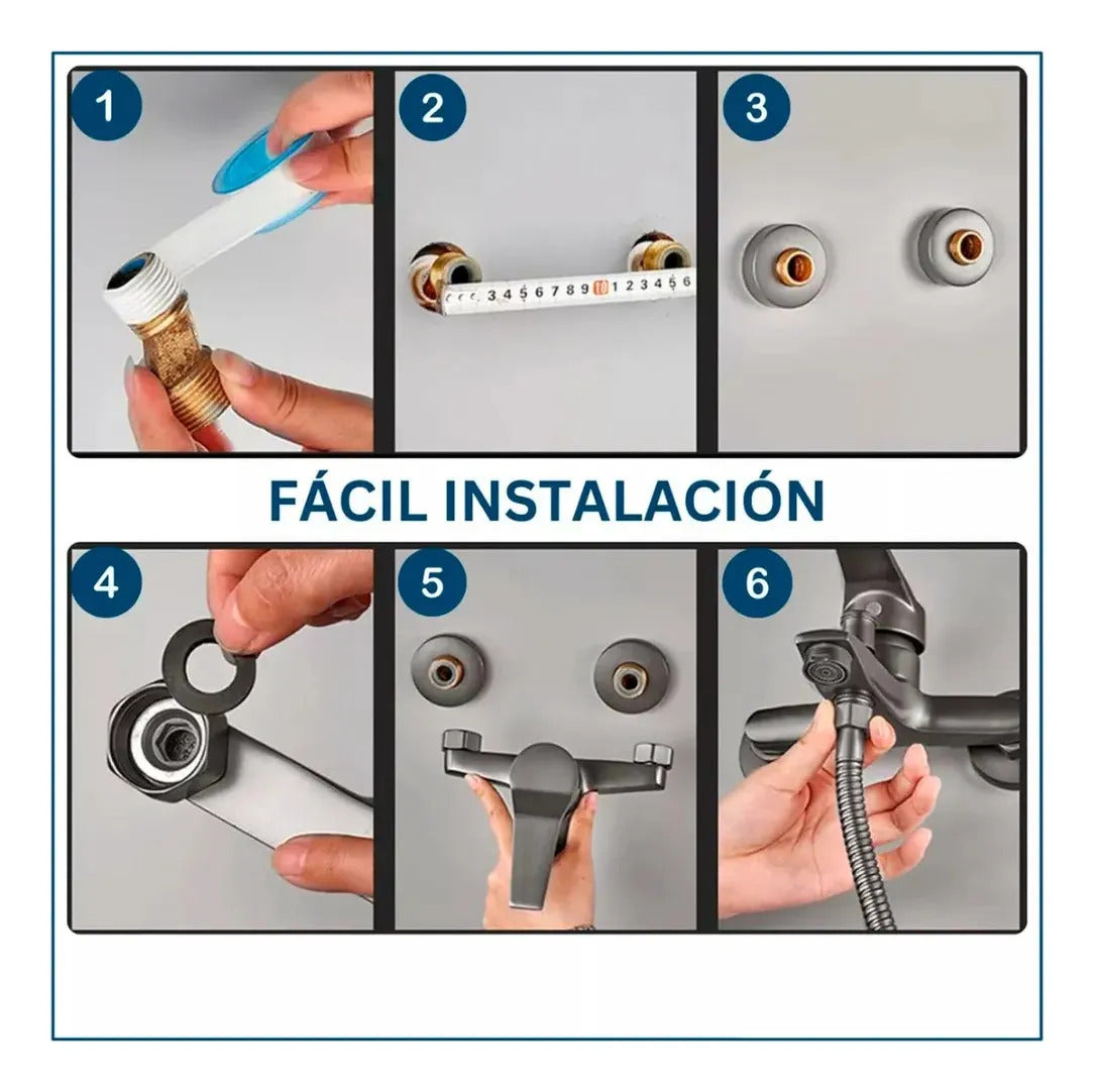 Llave Grifo Monomando Tina Con Ducha Acabado Mate Negro