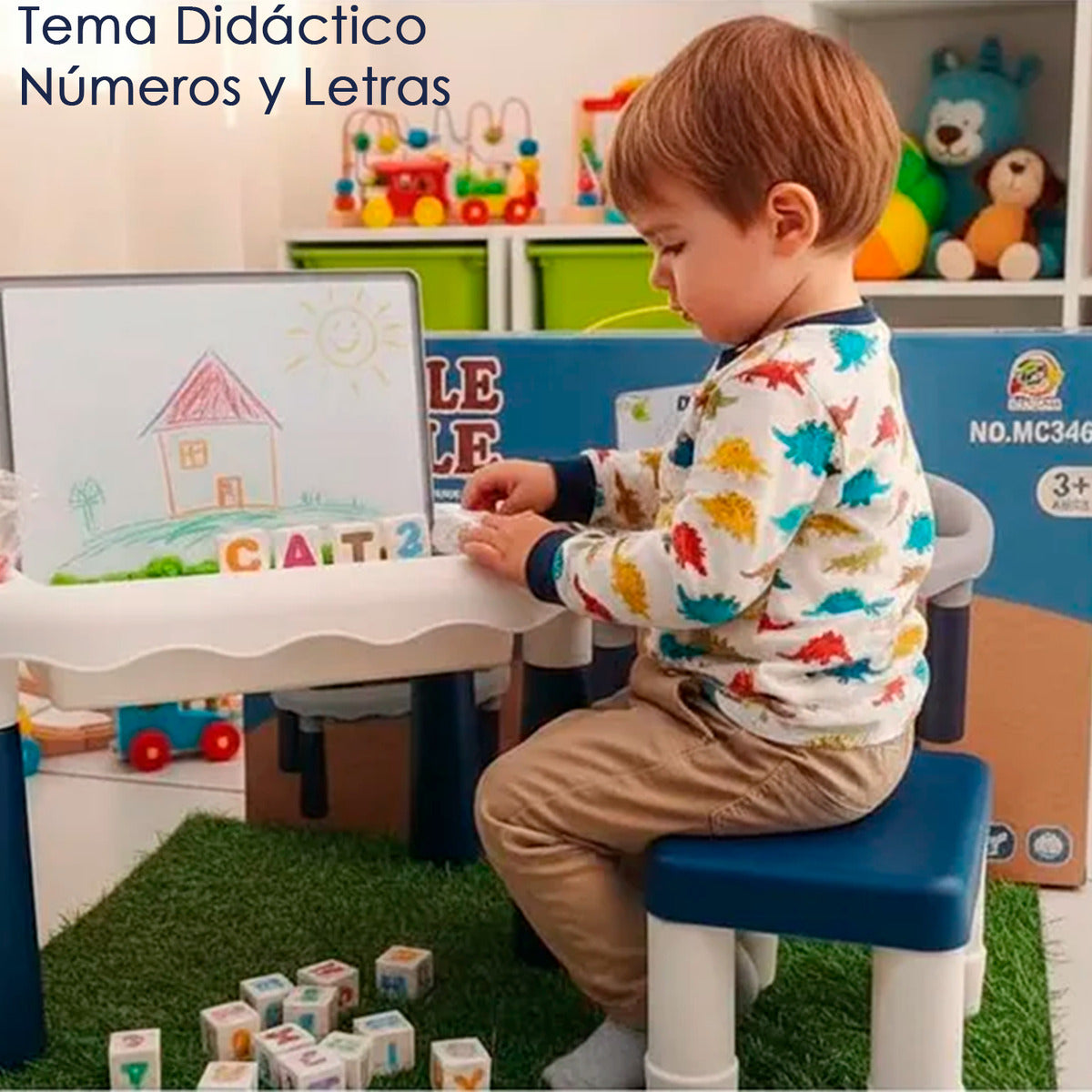 Mesa Y Silla Didáctica Aprendizaje 6 En 1 Bloques Y Dibujo