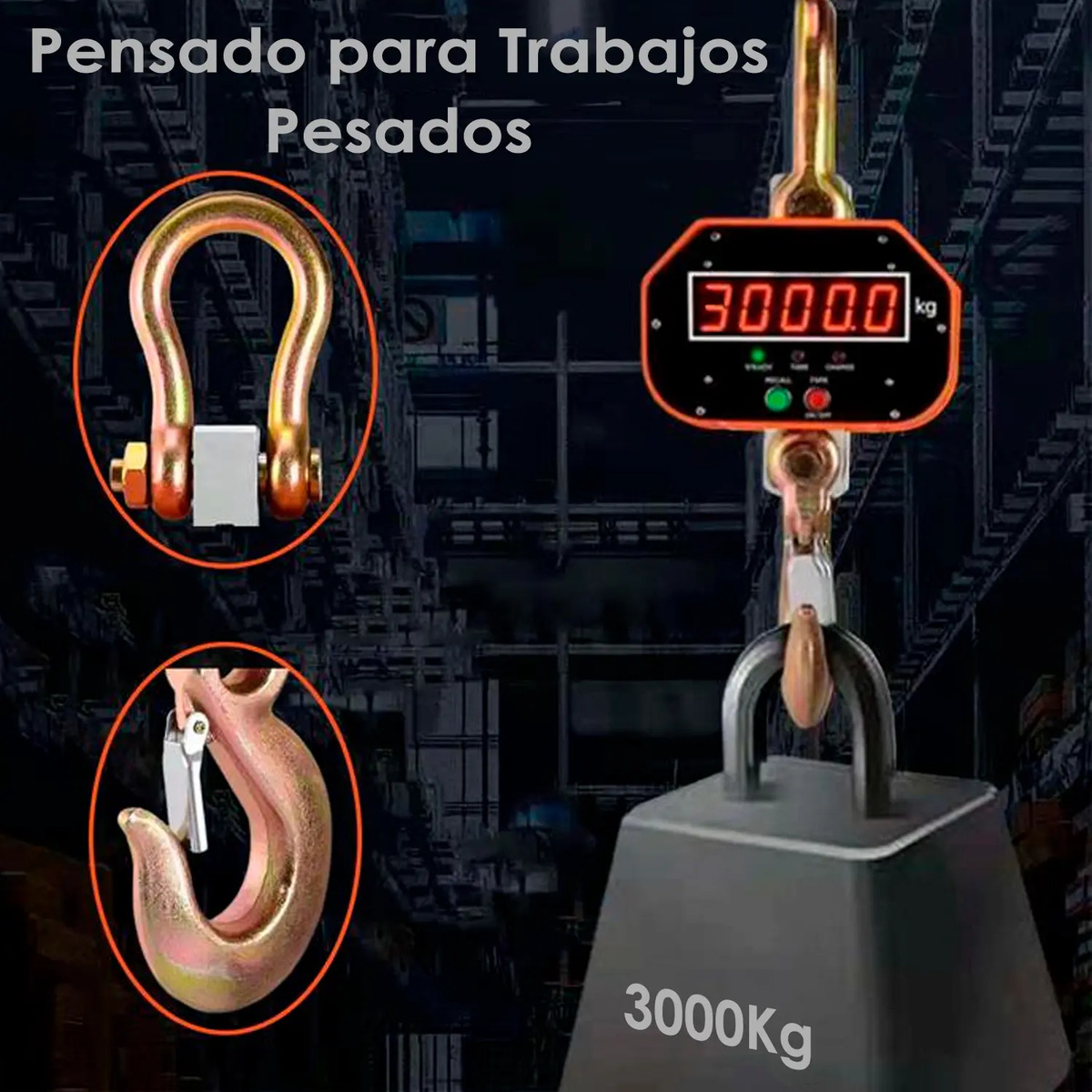 Balanza Romana Pesa Digital 3 Tonelada Con Gancho Industrial