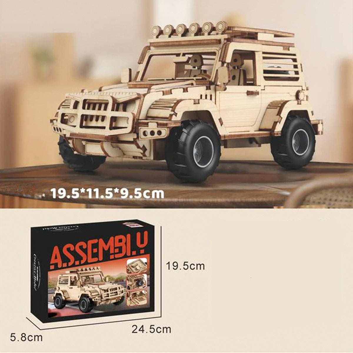 Auto Puzzle Jeep 3d Madera Armable 125pcs Didáctico 20 Cm.