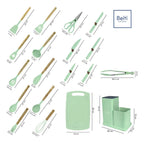 Set 19 Utensilios De Cocina Antiadherente Silicona Madera